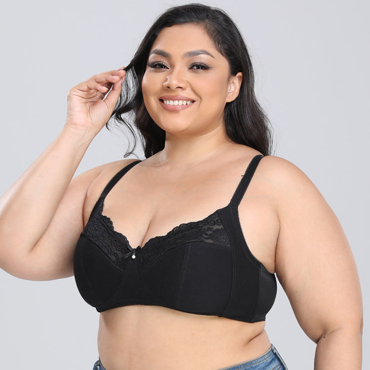 Ultra-Thin Lace Bra – Plus Size Black Sexy Lingerie (38-50 F/G/H))