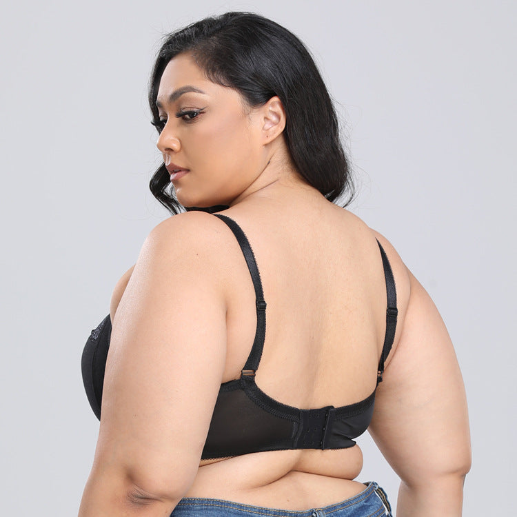 Ultra-Thin Lace Bra – Plus Size Black Sexy Lingerie (38-50 F/G/H))