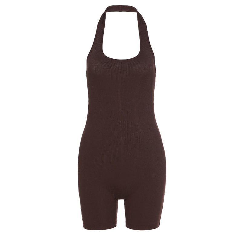 Women's Backless High-Waist Sporty Jumpsuit Shorts