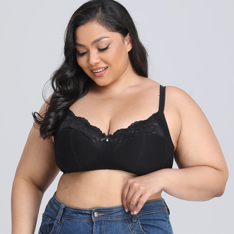 Ultra-Thin Lace Bra – Plus Size Black Sexy Lingerie (38-50 F/G/H))