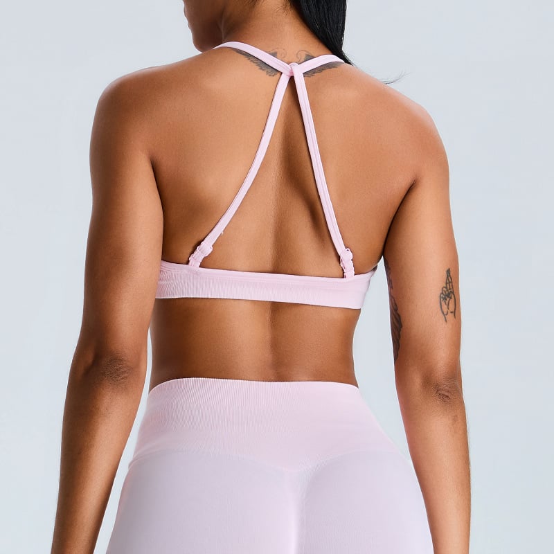Seamless Cross-Back Sports Bra – Breathable Yoga Top for Women