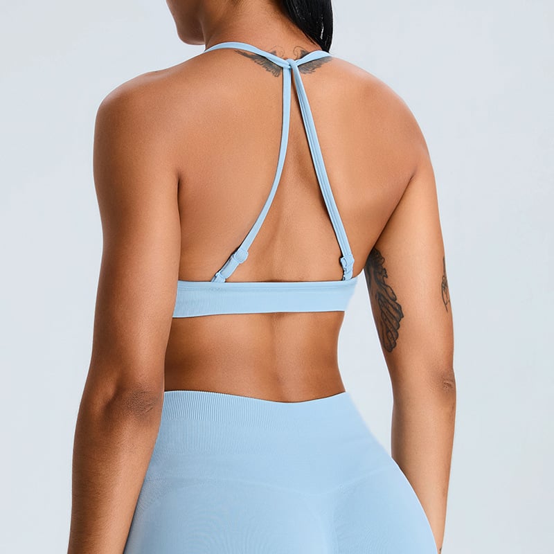 Seamless Cross-Back Sports Bra – Breathable Yoga Top for Women
